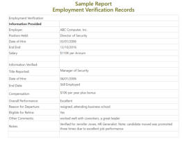 Sample Employment Report